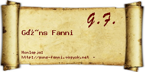 Güns Fanni névjegykártya